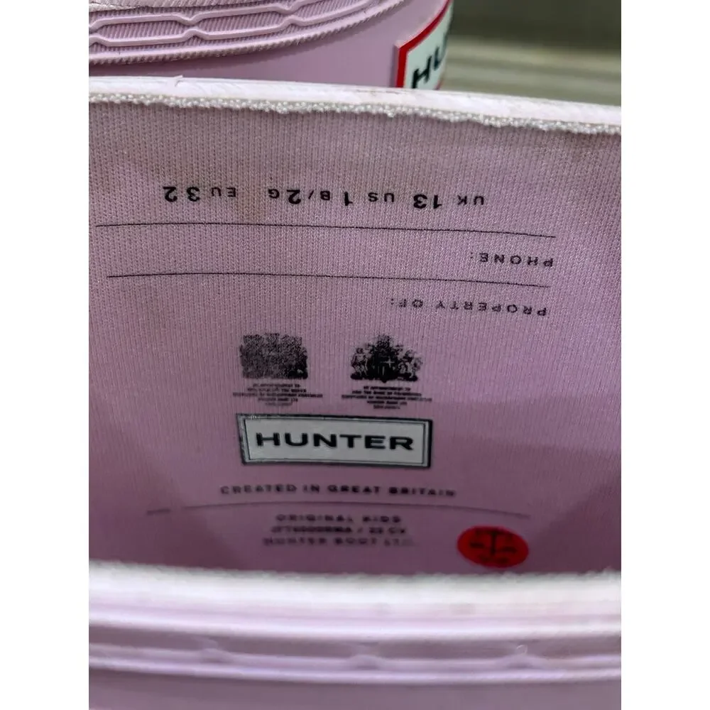 Hunter Pink Original Tall Rain Boots Girls Sz 2 Waterproof Wellies Barbie Preppy